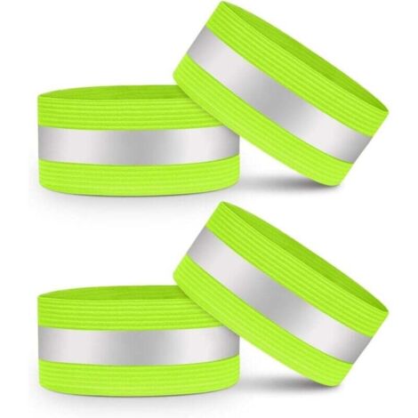 KZQ - Pack de 4 brazaletes reflectantes para correr, dispositivos reflectores, cinta de correr reflectante, bíceps, tobillo, cuádriceps y como pulsera (1/4)