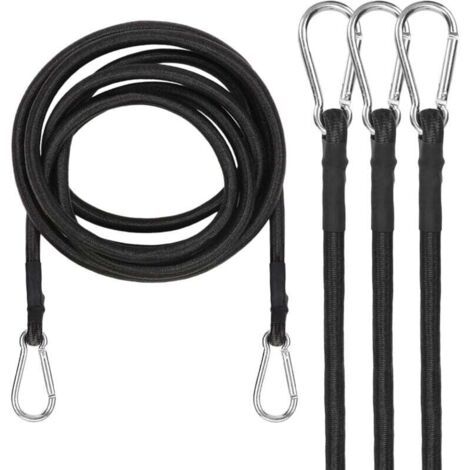 KZQ Paquete de 4 cuerdas elásticas metálicas ajustables, extrafuertes, para equipaje, coche, bicicleta, camping y viajes (100 cm), color negro (1/4)
