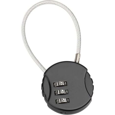 Candado de código KZQ, candado de combinación reiniciable de 3 dígitos, candado de cable de combinación pequeño para maleta, bolso de viaje y taquilla (negro) (1/4)