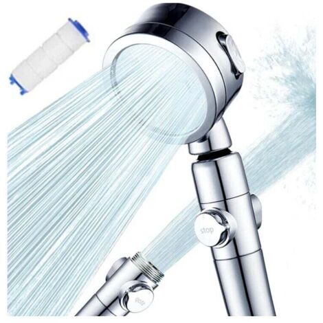 Cabezal de ducha de alta presión KZQ, cabezal de ducha de baño ajustable de 3 modos con interruptor para controlar el flujo, ángulo ajustable que ahorra agua (258,5 cm) (1/4)