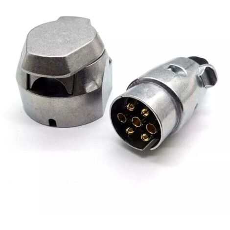 KZQ Adaptador de enchufe de remolque de 7 pines, macho y hembra de 7 pines, 12 V, de aluminio, impermeable, para barra de remolque. (1/4)