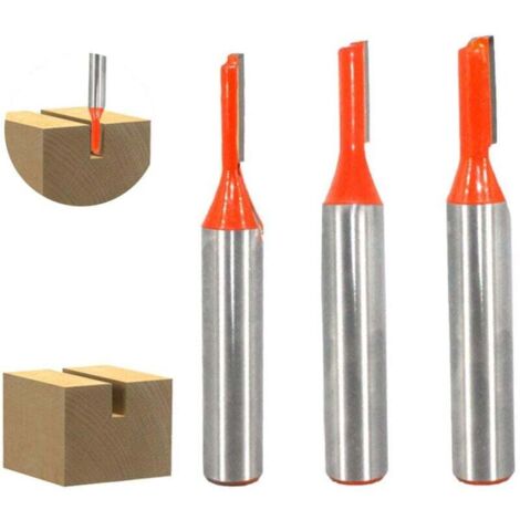 Broca fresadora recta KZQ con vástago de 8 mm, broca fresadora recta de 3 piezas, fresa ranuradora de vástago, fresa fresadora para madera, herramienta para trabajar la madera, diámetro de corte: 3 mm (1/4)