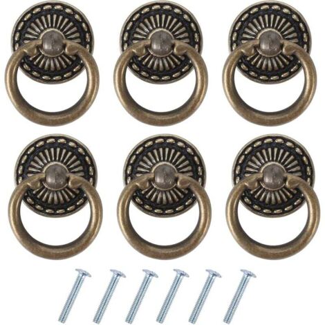 KZQ - 6 tiradores vintage para muebles, tiradores de cajón antiguos, tiradores de bronce para muebles, armarios, cómodas y puertas de armarios. (1/4)