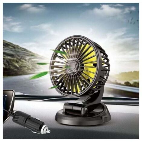 Ventilador de coche KZQ con rotación de 360°, 12 V, para encendedor de cigarrillos, mini ventilador de escritorio con ventosa, pequeño ventilador para SUV y camión. (1/4)