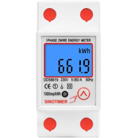 KZQ DDS6619-012 Medidor electrónico multifunción monofásico - Pantalla LCD retroiluminada - Carril DIN - 5-80A 230V - Dimensiones: 7,83 x 56,5 cm (1/4)