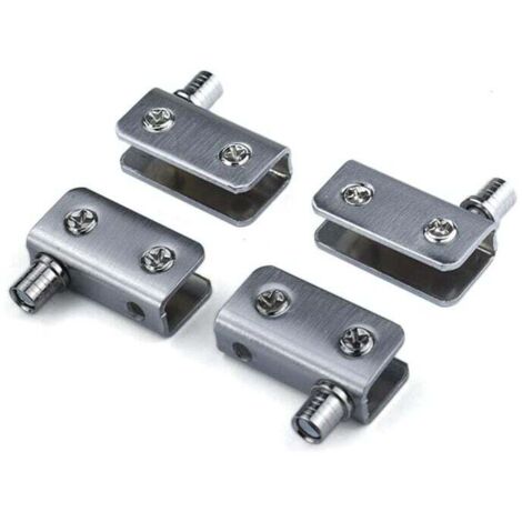Bisagras KZQ para puertas de vidrio (paquete de 4), pivote de 90°, sin perforación, de acero inoxidable, aptas para vidrio de 5 a 8 mm de grosor (plateadas) (1/4)