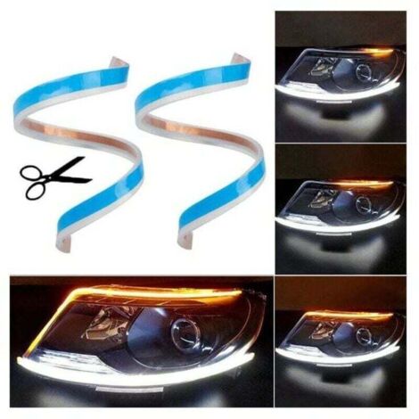 Tira LED KZQ de 45 cm de longitud para faros de coche con señal secuencial dinámica y luz diurna (1/4)