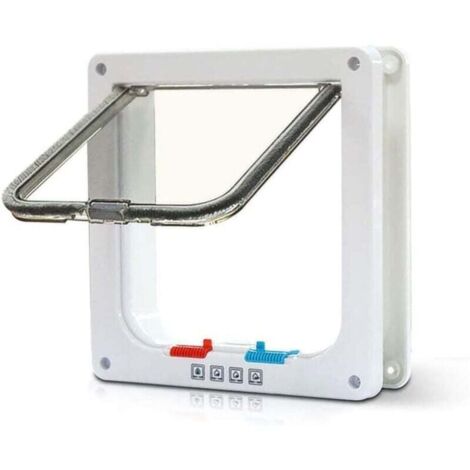 KZQ Gatera de 4 vías Gatera con túnel oculto Puerta para gatos Puerta para gatos con cerradura Gateras para animales pequeños Cat Mate Con cerradura Fácil de instalar (1/4)