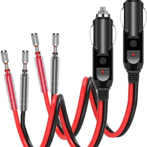 Adaptador de encendedor KZQ, 12 V/24 V, cable de extensión de 10 cm, calibre 16 AWG, con indicador LED rojo y fusible de repuesto de 15 A para coche o camión (paquete de 2) (1/4)