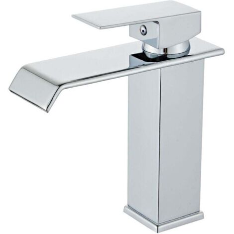 KZQ Grifo de lavabo en cascada, grifo de baño con agua fría y caliente, grifo mezclador de acero inoxidable 304 de alta calidad, grifos de baño de diseño elegante. (1/4)