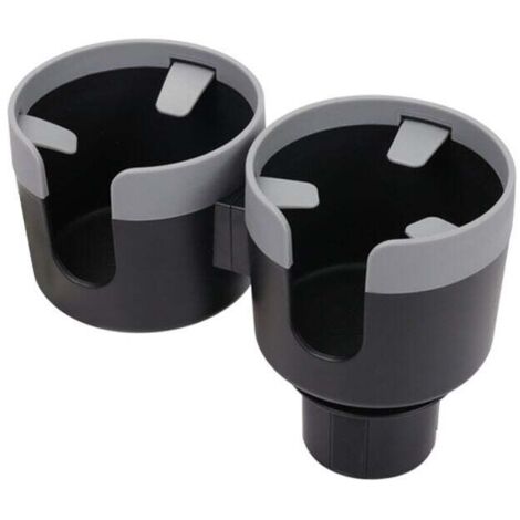 Portavasos KZQ de doble orificio con base extensible, portabotellas multifuncional 2 en 1, portabotellas universal ajustable, accesorio para vehículo (gris) (1/4)