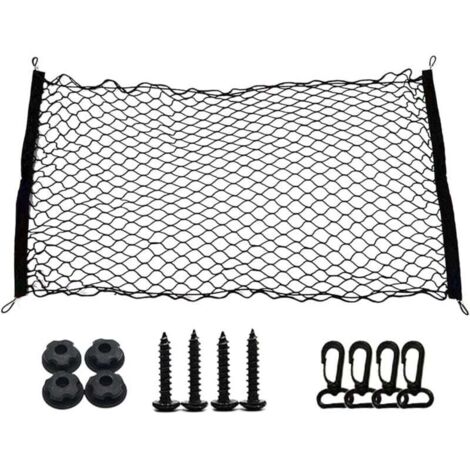 KZQ Red de almacenamiento para maletero de coche, 90 x 40 cm, se adapta a la mayoría de los maleteros de coche, red de almacenamiento fija súper elástica para equipaje. (1/4)