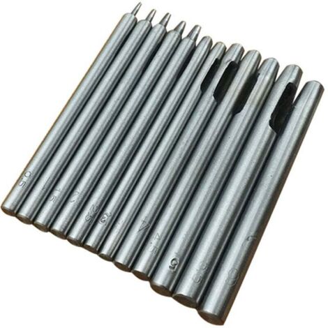KZQ 10 punzones de cuero, punzones huecos de acero redondos, herramientas para perforar agujeros de cuero para correas de reloj de 0,5 mm a 5 mm. (1/4)