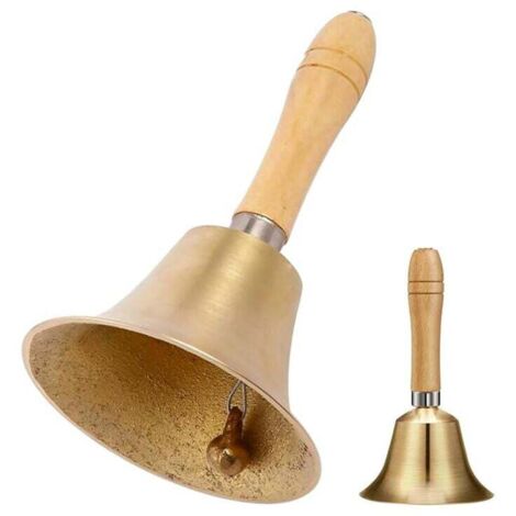 Campana de metal KZQ, campana de mano, campana con asa, para recepción, cena, servicio de meditación, alimentación de mascotas y decoración para oraciones. (1/4)