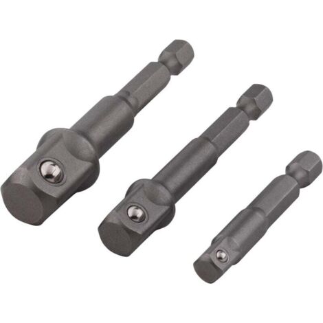 Adaptador KZQ con vástago hexagonal 1 adaptador 13 mm (1/2") + 1 adaptador 10 mm (3/8") + 1 adaptador 6 mm (1/4") gris (1/4)