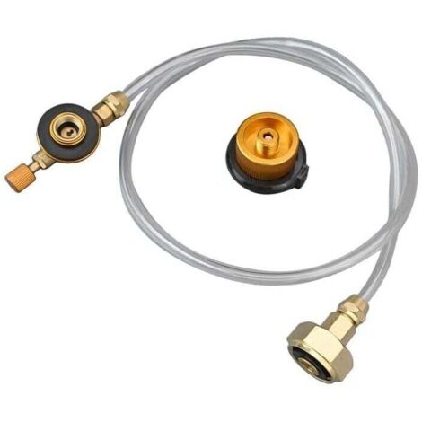 Adaptador de bombona de gas para estufa de camping KZQ (1 pieza), adaptador de recarga de propano, accesorios para parrilla de camping, llenado fácil de bombonas de gas planas