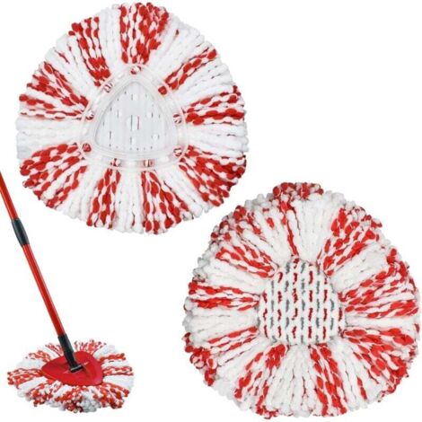 Fregonas de repuesto de microfibra KZQ, escobas reutilizables para mopas giratorias Vileda Turbo 3 en 1 EasyWring&Clean, paños de repuesto lavables, paquete de 2 (rojo) (1/4)
