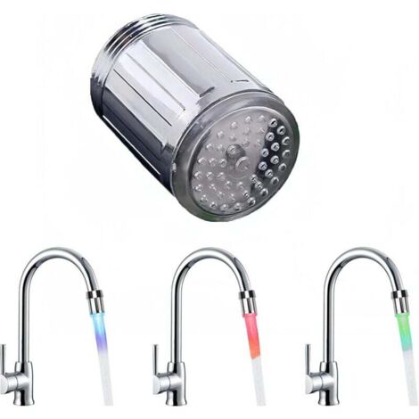 Grifo LED de colores KZQ, boquilla iluminada por LED, grifo LED sensible a la temperatura con 3 colores, para restaurantes, hogares, hoteles, baños, accesorios de cocina, duradero. (1/4)