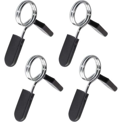 KZQ Hebillas para barra (paquete de 4), tuerca hexagonal con anilla, collar de tuerca hexagonal, cierre de resorte, abrazadera para barra de levantamiento de pesas, accesorios para barra (negro) (1/4)