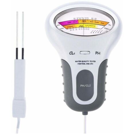Probador digital de calidad del agua KZQ - PH y cloro CL2 - Análisis digital de la calidad del agua - Para piscinas, spas, jacuzzis, etc. (1/4)