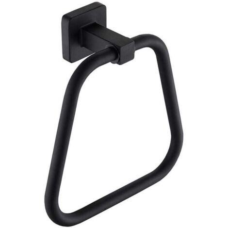 KZQ Toallero de aro trapezoidal negro mate de acero inoxidable. Este toallero de aro de pared aporta un toque moderno a la decoración de cualquier baño, a la vez que proporciona un espacio... (1/4)