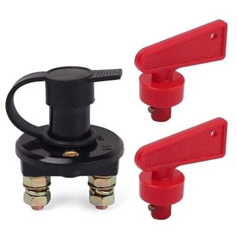 Disyuntor de batería KZQ de 12 V-24 V para motocicleta, coche, camping, automóvil, interruptor de batería de coche con dos llaves extraíbles, 200 A/1000 A (negro)