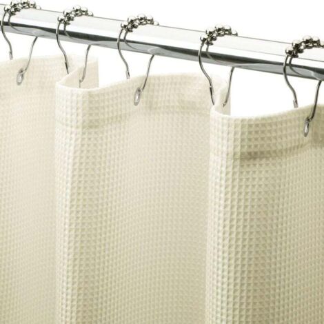 Cortina de ducha KZQ con diseño de gofres, de tela resistente, para baño de hotel de primera calidad, 183 x 183 cm (amarillo crema) (1/4)