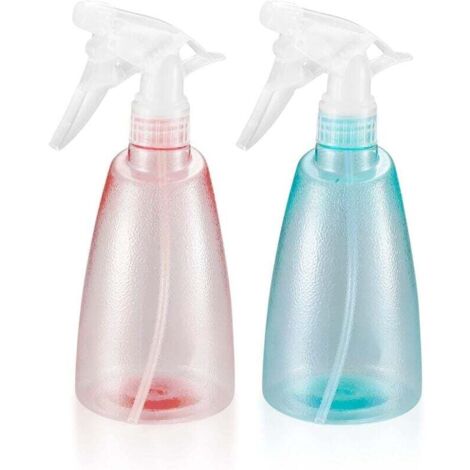 KZQ Paquete de 2 botellas pulverizadoras de 500 ml - Plástico - Pulverizador - Para limpieza del hogar, jardín, peluquería, plantas y flores - Rosa/Verde (1/4)