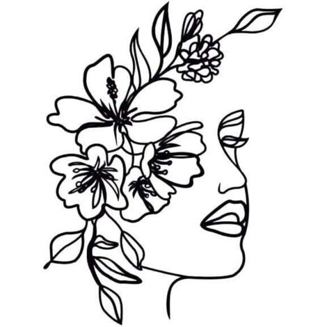 Arte de pared abstracto de metal KZQ para mujer – Silueta minimalista – Pintura decorativa de hierro forjado – Decoración de pared negra