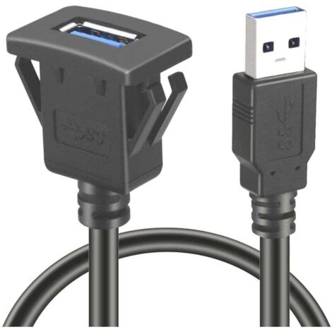 Cable adaptador USB 3.0 hembra empotrado KZQ L00S - Cable de extensión de 1 m para coche, PC, barco y motocicleta - Ideal para salpicadero