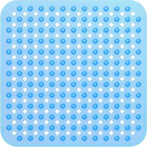 Alfombrillas de ducha cuadradas KZQ, antideslizantes con ventosa, de seguridad, de goma antibacteriana para niños con orificios de drenaje, 53 x 53 cm (1/4)