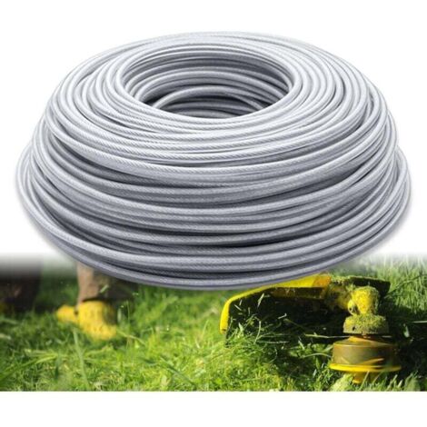 Hilo de desbrozadora reforzado KZQ de 3 mm, hilo de desbrozadora de acero irrompible, hilo de desbrozadora de 45 m para el control de malezas en el jardín
