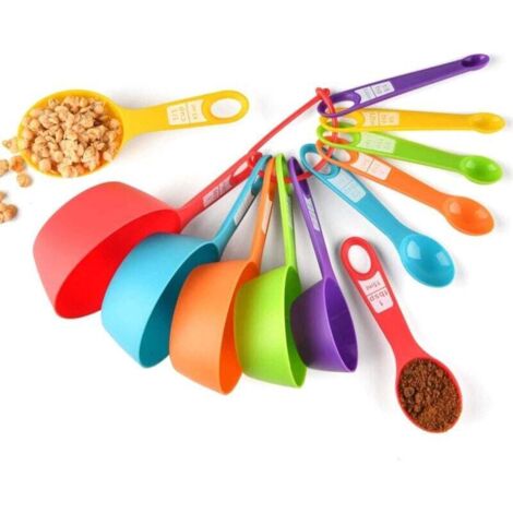 KZQ Juego de 12 tazas y cucharas medidoras - Utensilios de medición aptos para lavavajillas para ingredientes secos y líquidos Sin BPA Utensilios de cocina para cocinar y hornear (1/4)