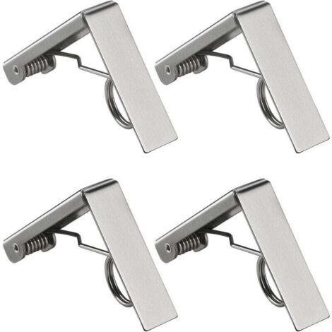KZQ - Paquete de 4 pinzas para mantel de acero inoxidable, con resorte para fiestas en restaurantes y picnics (1/4)