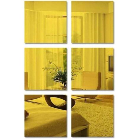 Espejo de pared autoadhesivo KZQ, flexible, a prueba de explosiones, acrílico, de plástico, sin marco, para decoración de baño, sala de estar y dormitorio (15 x 15 cm) (1/4)