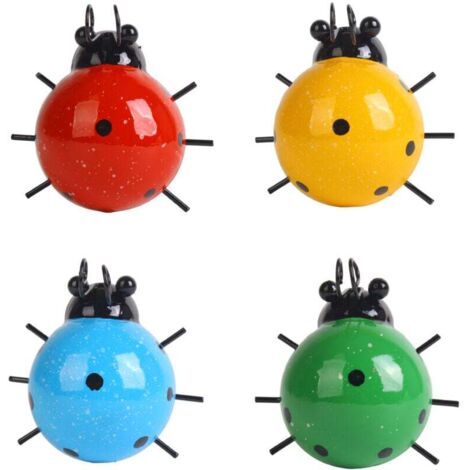 KZQ - 4 piezas de decoración de mariquita de metal, decoración de pared de mariquita de metal, arte de pared de mariquita de metal para jardín, césped, decoración del hogar, esculturas de pared para e