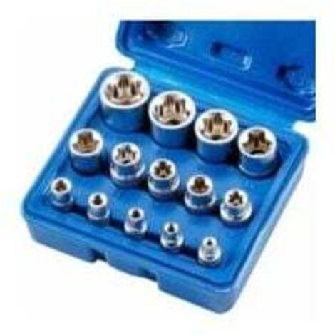 KZQ Lote de 14 llaves Torx dobles hembra E4-E24 E-Torx hexagonales (1/4)