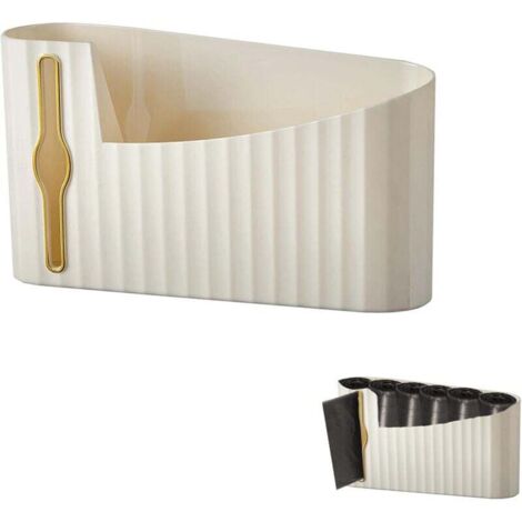 Organizador de bolsas de basura de pared KZQ, dispensador autoadhesivo de bolsas de basura, soporte para bolsas de basura de plástico, para el hogar, la cocina y el baño (blanco)