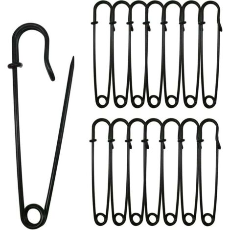 Imperdibles KZQ (paquete de 30, 7,5 cm) - Para ropa, cuero, lona, mantas, manualidades, faldas y kilts - Imperdibles extra grandes y resistentes - Negro (1/4)