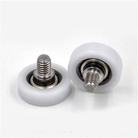 Rodillos para puertas y ventanas KZQ 26 mm M6 x 8 de acero inoxidable, silenciosos, con cojinetes recubiertos de plástico rojo, Pom 625 (2 piezas) (1/4)