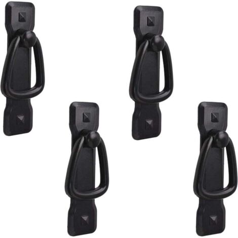 KZQ Juego de 4 tiradores de puerta negros vintage para armario de cocina, aparador y cajón, 95 x 25 mm (1/4)
