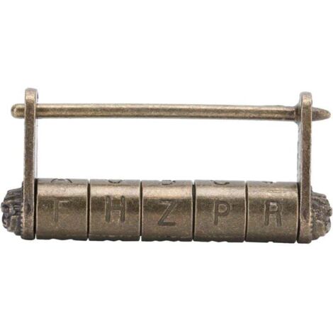 Candado con contraseña de bronce KZQ, candado vintage con letras y palabras en inglés, candado con contraseña para cajas de madera antiguas, joyeros y armarios. (1/4)