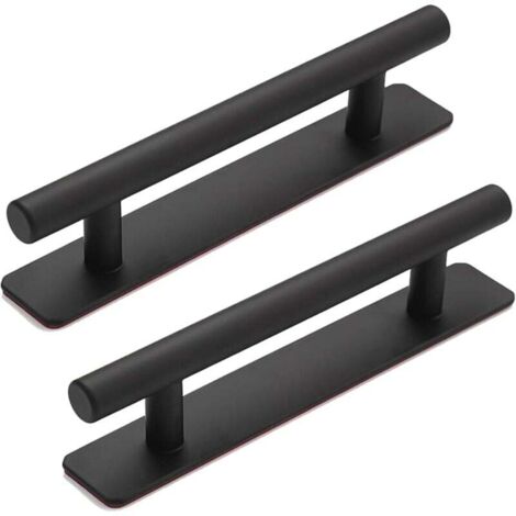KZQ - Tirador tubular recto autoadhesivo para puerta (15 cm, aleación de aluminio), color negro, sin necesidad de taladrar, para puertas corredizas estilo granero, ventanas y armarios. (1/4)