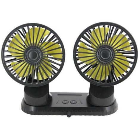 Ventilador de coche KZQ de 5 V con doble cabezal, portátil, USB, rotación de 360 grados, de mesa con 3 velocidades de viento potentes para salpicadero y hogar. (1/4)