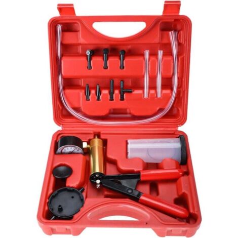 Bomba de vacío manual KZQ, comprobador y purgador de líquido de frenos, 6 adaptadores con estuche (1/4)