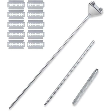 Raspador de vidrio para acuario KZQ, 65 cm, para algas, de acero inoxidable, con 10 cuchillas para limpiar acuarios de vidrio.