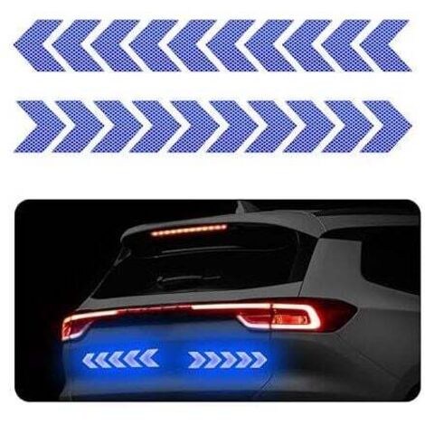 Pack de flechas reflectantes de advertencia KZQ para coches, tiras reflectantes intensivas, alta visibilidad nocturna, pegatina universal impermeable para vehículos (azul) (1/3)