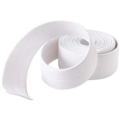 Sellador de silicona blanca para baño KZQ, cinta de sellado para bañera, antimoho e impermeable, cinta adhesiva suave, ideal para cocina, inodoro y esquinas, 3,2 m × 38 mm (1 rollo) (1/4)