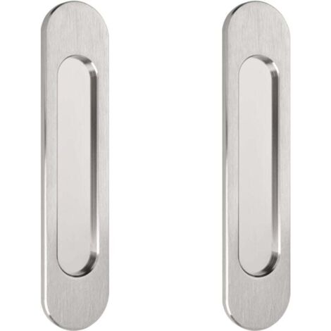 KZQ - 2 tiradores ovalados autoadhesivos para puertas corredizas, de aleación de aluminio cepillado, para puertas corredizas, ventanas y armarios, 18 cm (1/4)