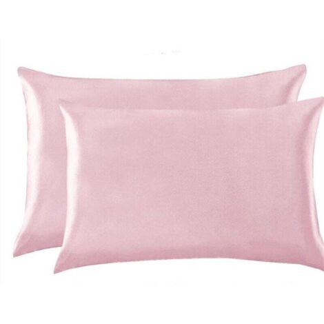Funda de almohada de satén de lujo KZQ - Funda de almohada de satén estándar con cremallera, rosa claro (paquete de 2) 50 x 66 cm (1/4)